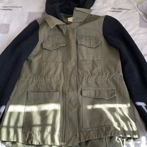 Lush mixed media hooded jacket